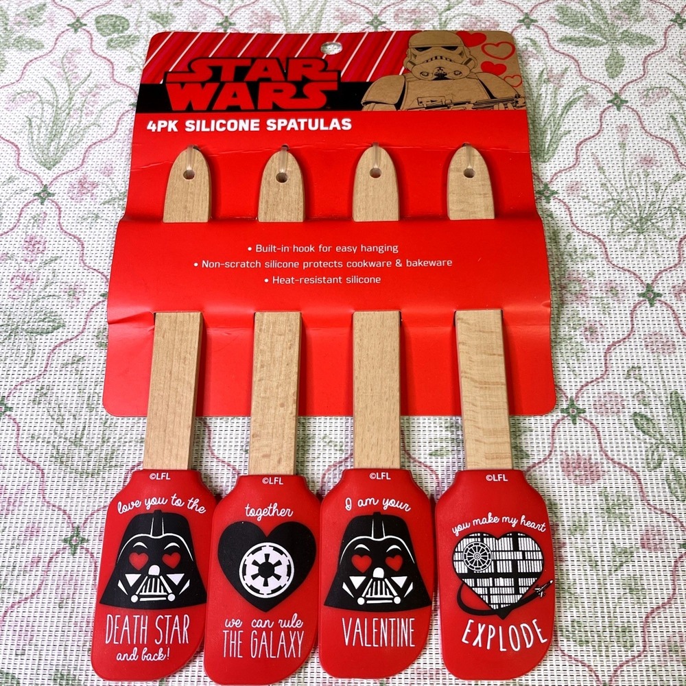 Star Wars Valentine 4 Pack Silicone Spatulas Darth Vader Death Star New